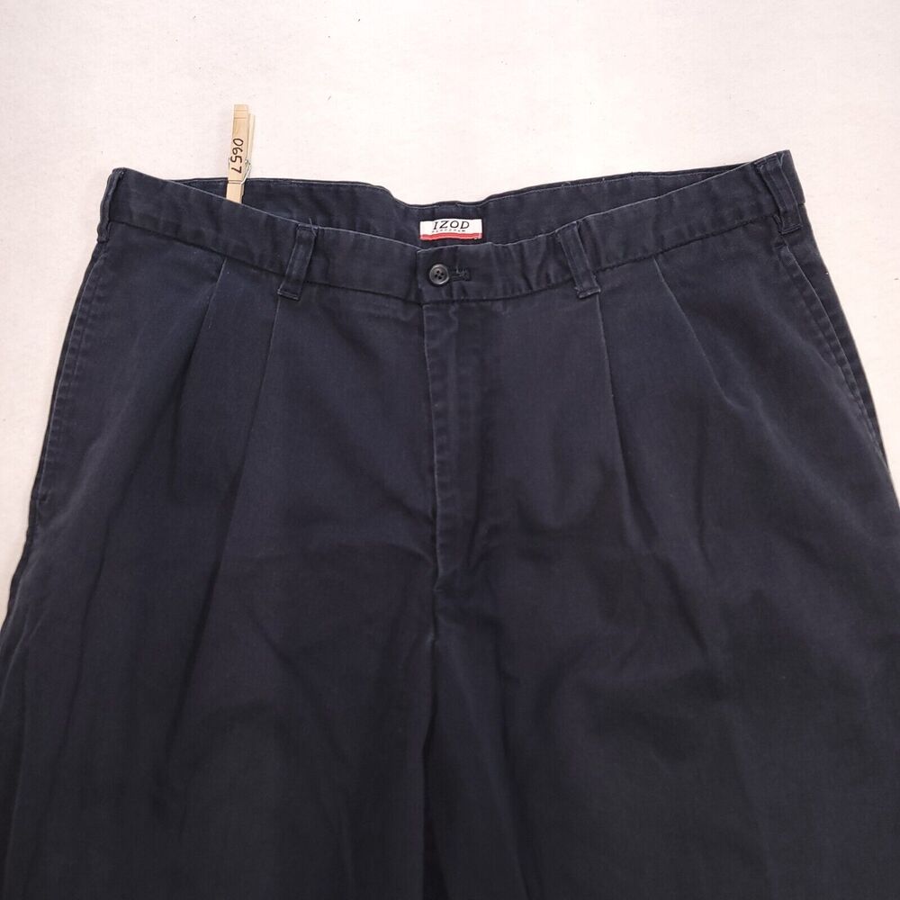 IZOD Performance Casual Zip Up Dark Wash Chino Pants Mens Size 38/32 Reg Black
